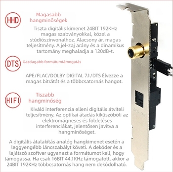 SPDIF optikai koaxiális alárendelt kártya alaplaphoz aranyozott interfésszel és DTS/AC3/LPCM támogatással (Márka: Dovis; Modell: 111; Típus: Other IC)