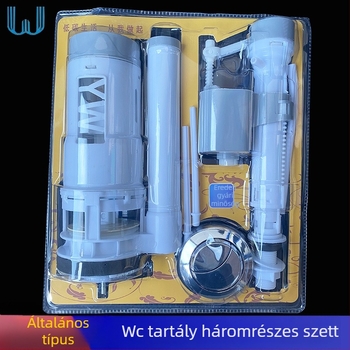 WC tartály kiegészítő készlet: leeresztő szelep, öblítő gomb és bemeneti szelep; műanyag anyag, Yu Xin márka; modern egyszerű stílus