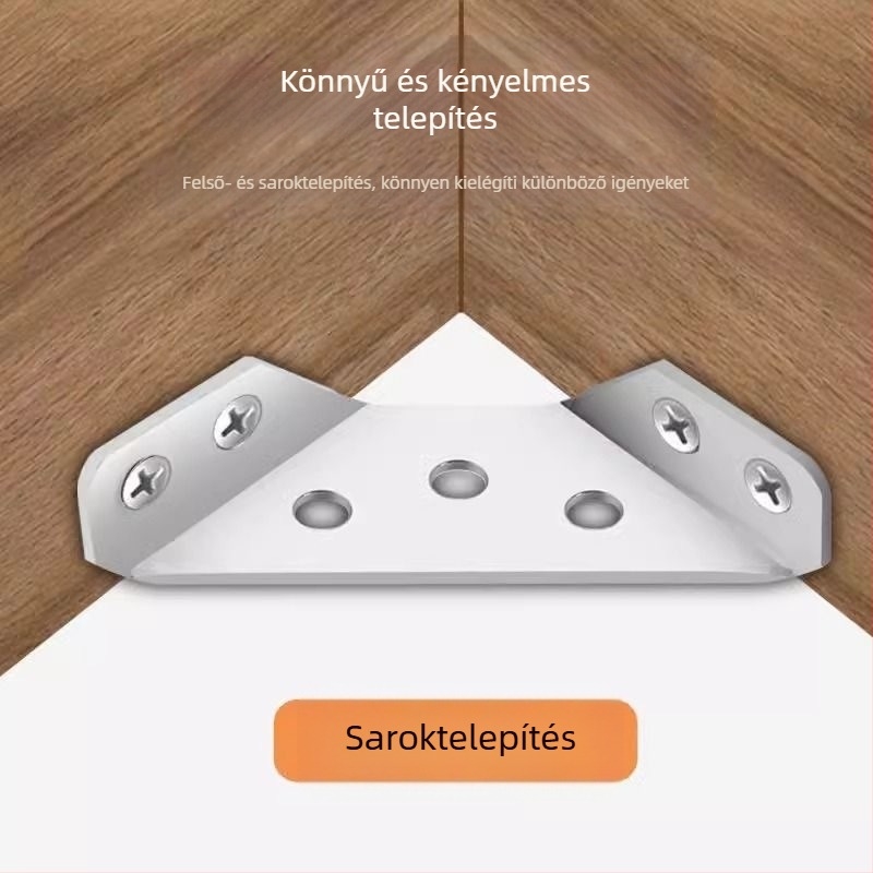 Rozsdamentes acél sarokmerevítő – többfunkciós bútorrögzítő, háromoldali rögzítés, anti-lengés, csavaros