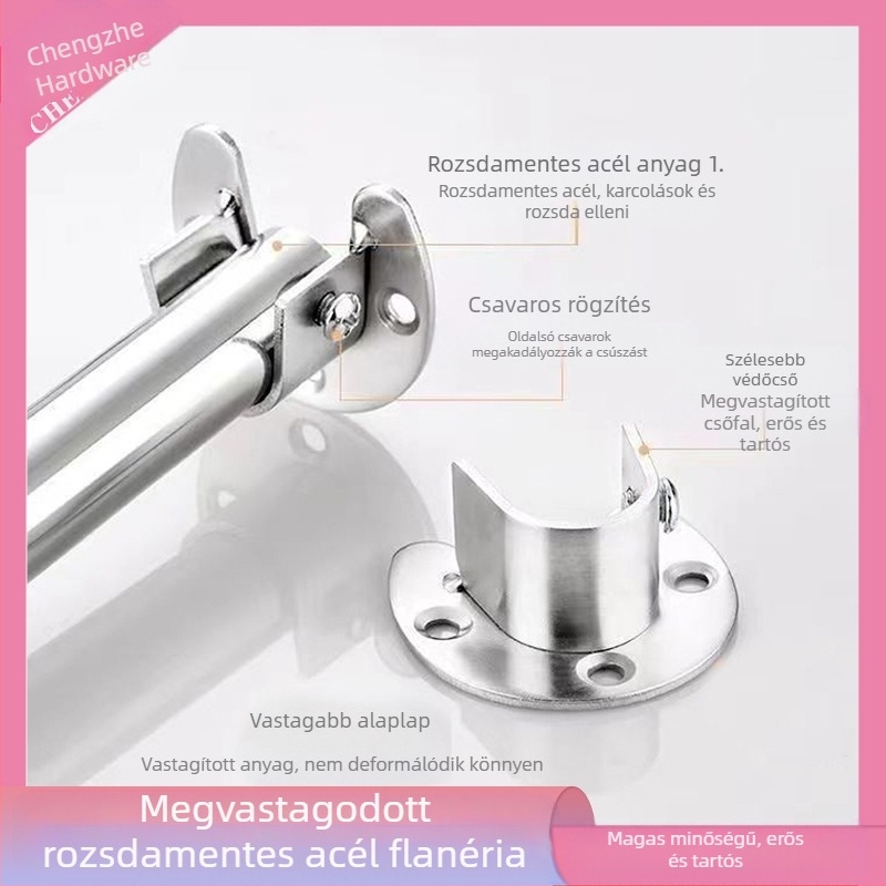 Rozsdamentes acél flańsz alap ruhaszárító rúdhoz – vízszintes típus, hegesztett csatlakozás, korrózió- és nagy nyomásálló, átmérő 19/22/25/32 mm