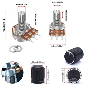 WH148 potenciométer kapcsoló gombbal, 60 db, B5K/10K/20K/50K/100K