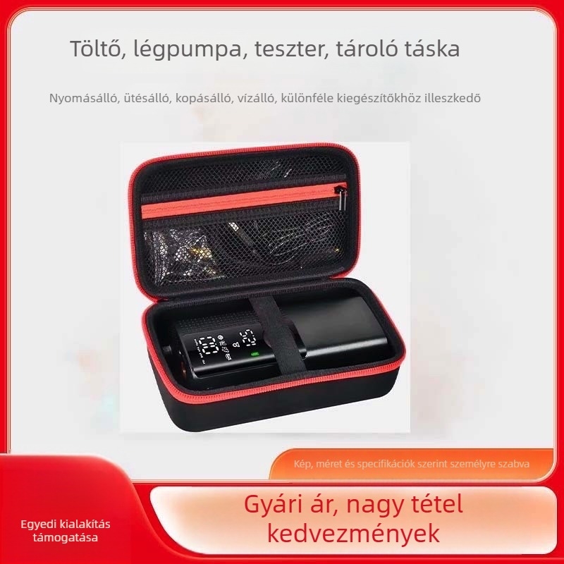 Autóba való EVA légpumpa tároló táska – Oxford anyag + EVA, 1 kg teherbírás, forró préselt EVA és varrás, 3C elektronikus termékek csomagolása