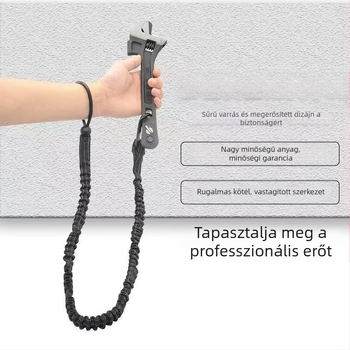 Magasban végzett munkához tervezett biztonsági kötél, 5 mm elasztikus kötél, teherbírás 10 kg, poliészter reflexiós szalag, eszközök leesésének megelőzése