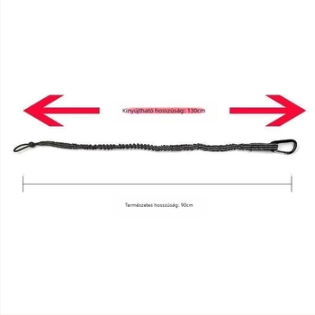 Magasban végzett munkához tervezett biztonsági kötél, 5 mm elasztikus kötél, teherbírás 10 kg, poliészter reflexiós szalag, eszközök leesésének megelőzése