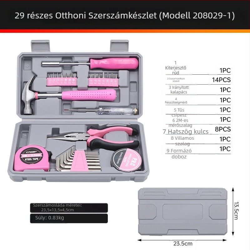 CREST/Ryder 29-darabos többfunkciós szerszámkészlet szénacélból a háztartási javításokra