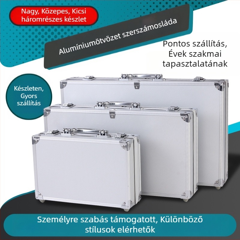 Xinjing alumínium ötvözet szerszámtartó doboz, kézi, alumínium kerettel a szerszámok tárolásához