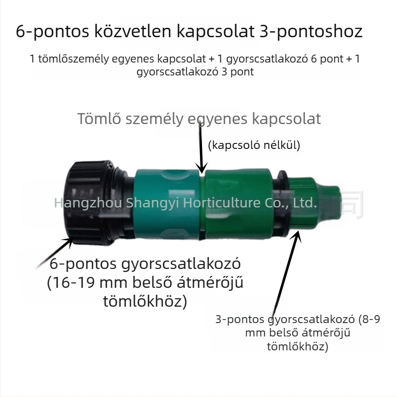 Kerti tömlő hosszabbító csatlakozó: tömlőjavítás, egyenes átfolyás, gyors csatlakozás (tömlőjavítás; egyenes átfolyás; gyors csatlakozás)