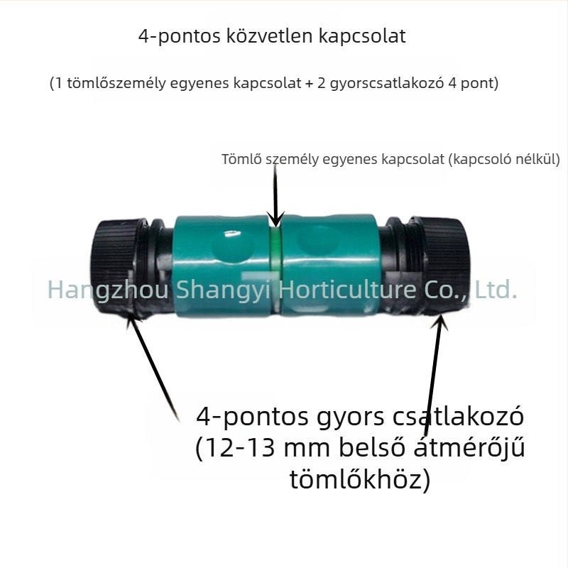 Kerti tömlő hosszabbító csatlakozó: tömlőjavítás, egyenes átfolyás, gyors csatlakozás (tömlőjavítás; egyenes átfolyás; gyors csatlakozás)