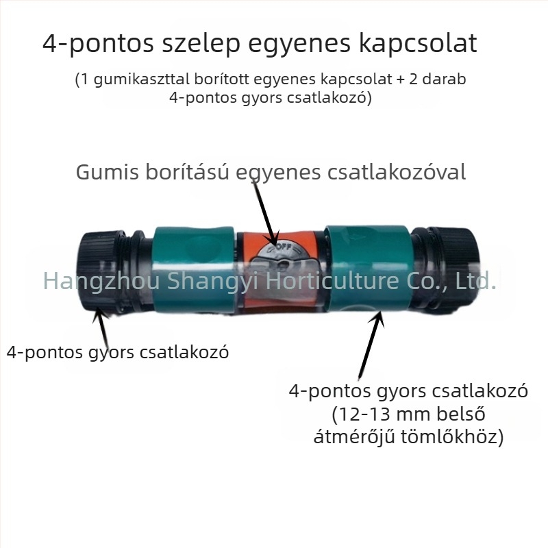 Kerti tömlő hosszabbító csatlakozó: tömlőjavítás, egyenes átfolyás, gyors csatlakozás (tömlőjavítás; egyenes átfolyás; gyors csatlakozás)