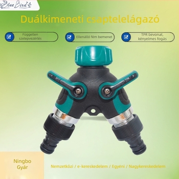 Kerti vízcső Y-alakú elosztó, egy bemenetről kettő kimenetre, cinkötvözet, menetes csatlakozás