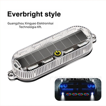 Napelemes LED riasztó lámpa járműhöz, 2W, 12V, 0.2A, ABS