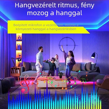 Intelligens Bluetooth LED-szalag 12V, 5050 LED-ek, Távirányító és alkalmazáson keresztüli vezérlés, 18/30 LED, Fényerő szabályozható