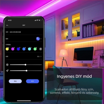 Intelligens Bluetooth LED-szalag 12V, 5050 LED-ek, Távirányító és alkalmazáson keresztüli vezérlés, 18/30 LED, Fényerő szabályozható