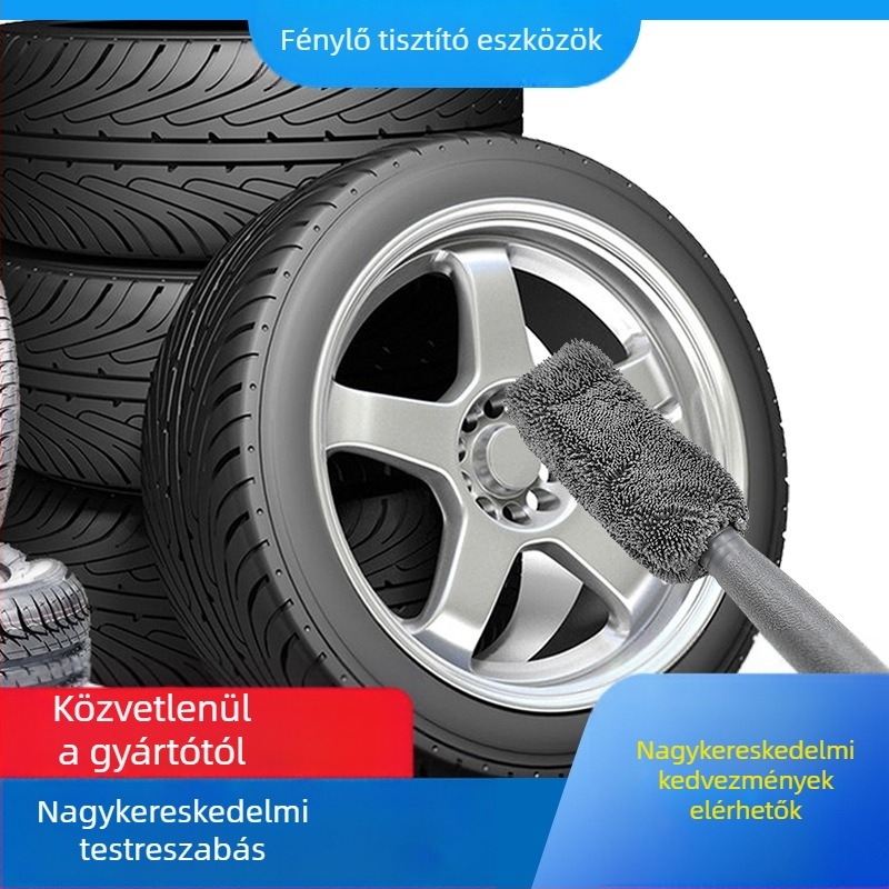 Bright and Clean mikroszálas autómosó kefe hosszú nyéllel gumik és felnik tisztítására