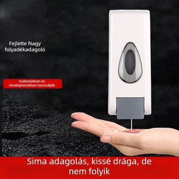 Fali diszpenzer samponhoz, tusfürdőhöz és kézfertőtlenítőhöz — műanyag, oxidációs felület, kézi nyomásos működés