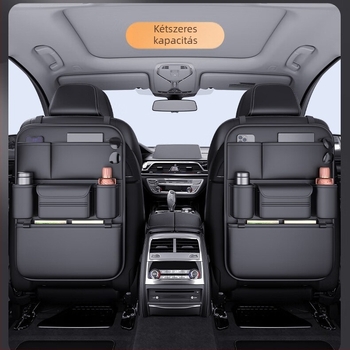 Autóülés hátsó tároló táska, bőrből, vízálló, akasztós kivitel, univerzális kompatibilitás, logó nyomtatás