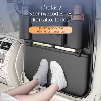 Autóülés hátsó tároló táska, bőrből, vízálló, akasztós kivitel, univerzális kompatibilitás, logó nyomtatás