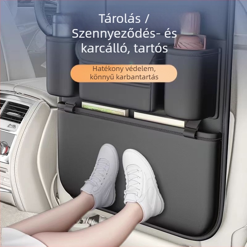Autóülés hátsó tároló táska, bőrből, vízálló, akasztós kivitel, univerzális kompatibilitás, logó nyomtatás