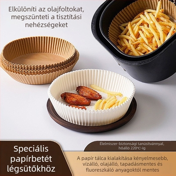 Légsütőhöz való sütőpapír zsírelnyelő réteggel, szilikon bevonattal