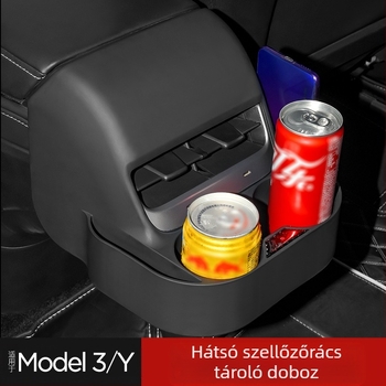 Kingsmith műanyag pohártartó a Tesla Model 3 hátsó légkivezetőjéhez – belső átalakítás, testreszabható, licencelt magánmárka