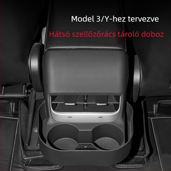 Kingsmith műanyag pohártartó a Tesla Model 3 hátsó légkivezetőjéhez – belső átalakítás, testreszabható, licencelt magánmárka