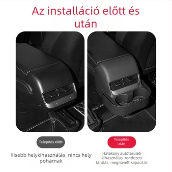 Kingsmith műanyag pohártartó a Tesla Model 3 hátsó légkivezetőjéhez – belső átalakítás, testreszabható, licencelt magánmárka