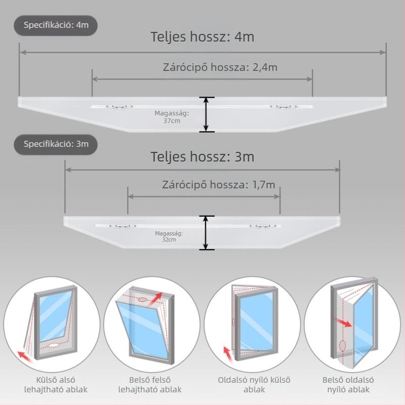 Hordozható klímaberendezés tömítő vászon - UV-védelem, vízálló, csúszóablakhoz, hőszigetelés és energiatakarékosság