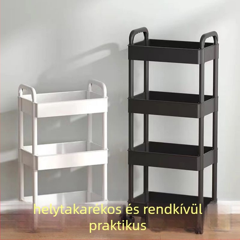 Könyvespolc kerekkel, többszintes, műanyagból, modell 2024022701, 2-5 réteg, multifunkcionális