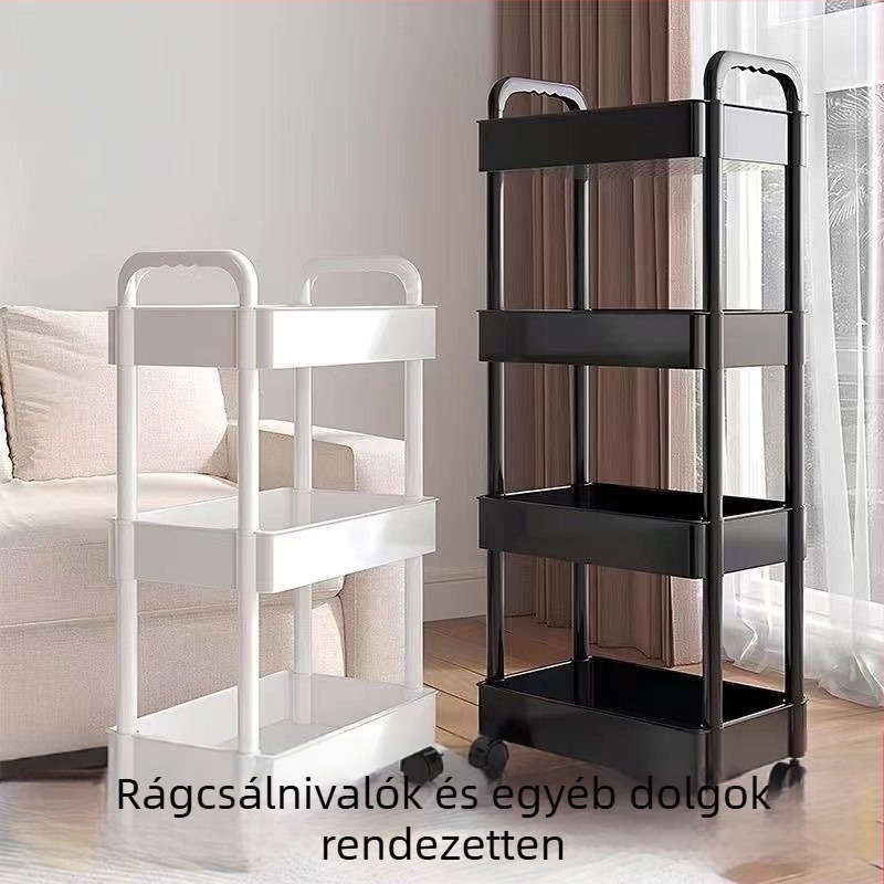 Könyvespolc kerekkel, többszintes, műanyagból, modell 2024022701, 2-5 réteg, multifunkcionális