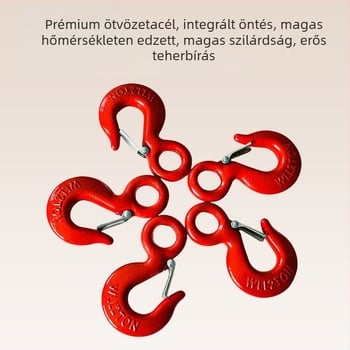 Karmos horog gyűrűs szemmel, 45# szénacélból, 2 tonnás teherbírás, emeléshez és vontatáshoz