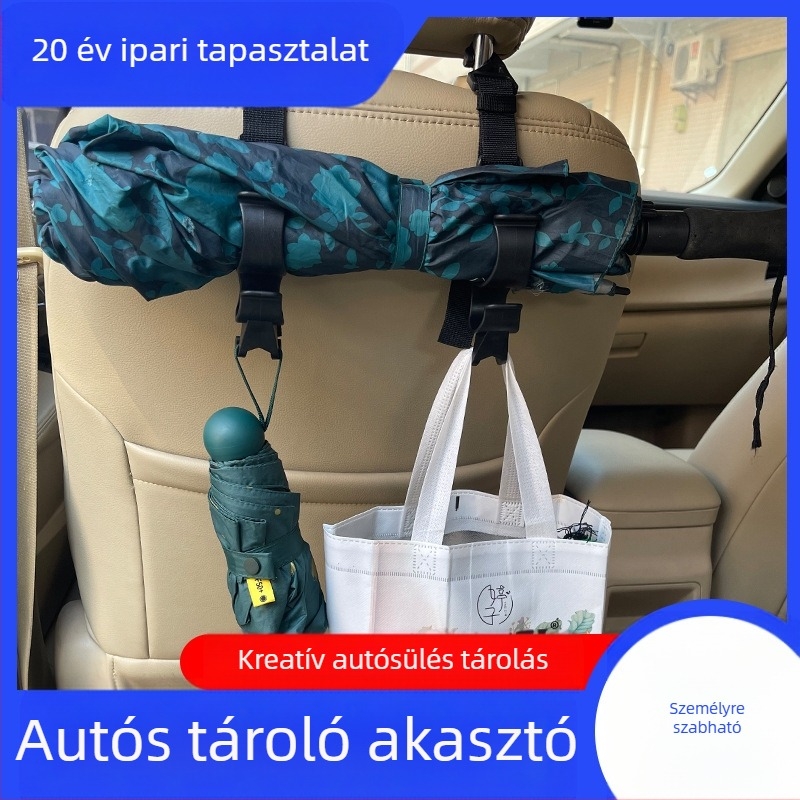 Autófejtámla akasztó – rejtett, fixált esernyő-tároló; Típus: Trunk strap; Anyag: Nylon; Összetétel: Nylon-poliészter; Márka: Liyao