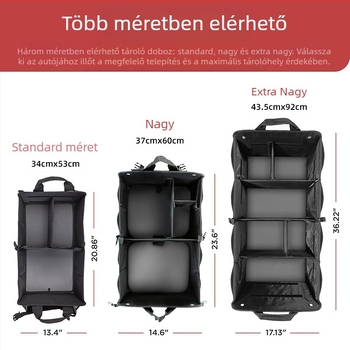 Autóhátsó tároló doboz – összecsukható, vízálló, fogantyúval, Oxford anyag, 3,4 kg kapacitás