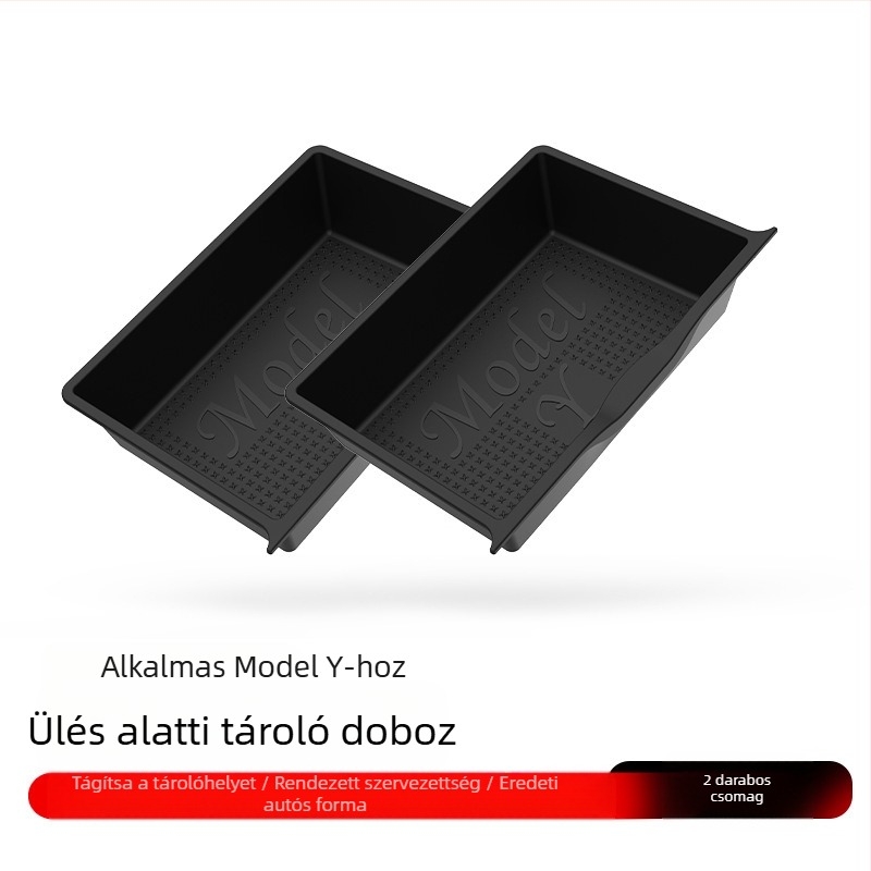 Tesla Model Y alatti üléshez tartozó fiókos tároló doboz, TPE anyagú autó belső kiegészítő