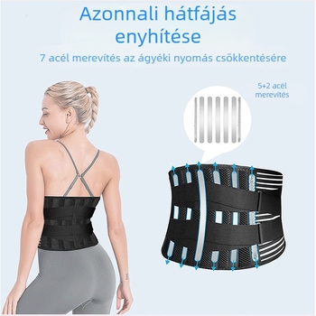 Uniszex deréktámasz öv acéllemez-támogatással, kettős nyomás, lélegző fitneszöv