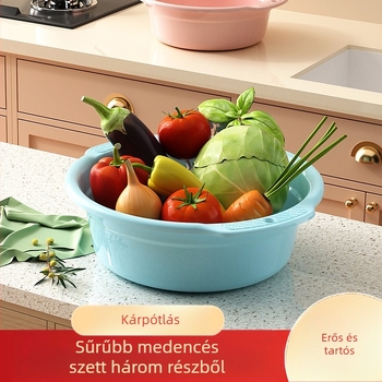 Műanyag mosóedény vastított, kettős fülű fogantyúval, ütésálló; többfunkciós pedikűrhöz, mosáshoz és mosogatáshoz; nettó tömeg 0,3 kg; bruttó tömeg 0,5 kg.