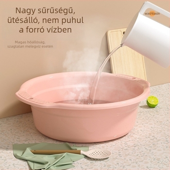 Műanyag mosóedény vastított, kettős fülű fogantyúval, ütésálló; többfunkciós pedikűrhöz, mosáshoz és mosogatáshoz; nettó tömeg 0,3 kg; bruttó tömeg 0,5 kg.