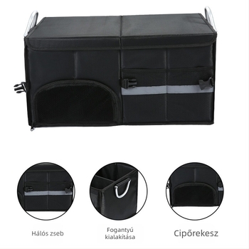 Autócsomagtartó tároló doboz, 65L kapacitás, összecsukható, vízálló, Oxford anyagból, fogantyúval