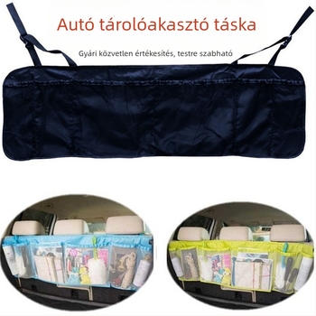 Autó tároló táska, függő szervező nagy kapacitással, kocka alakú, poliészter anyag, fedélzeti tárolás