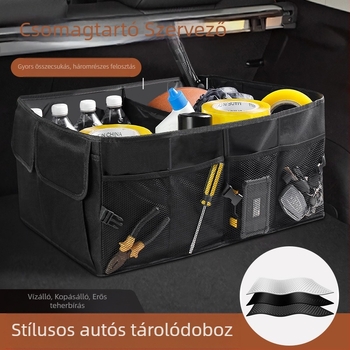 Autó csomagtartó szervező, összecsukható, textil anyagú, vízálló, univerzális kompatibilitás, logó nyomtatás (Anyag: textil, Vízálló, Összecsukható, Univerzális kompatibilitás, Logó nyomtatás)