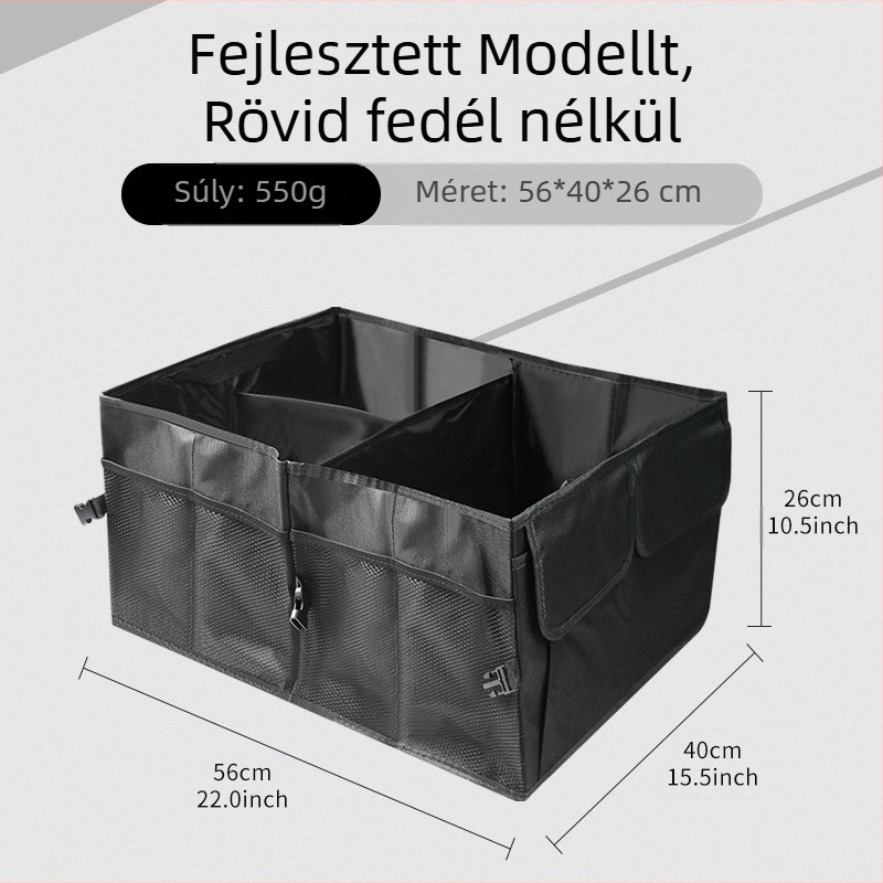 Autó csomagtartó szervező, összecsukható, textil anyagú, vízálló, univerzális kompatibilitás, logó nyomtatás (Anyag: textil, Vízálló, Összecsukható, Univerzális kompatibilitás, Logó nyomtatás)