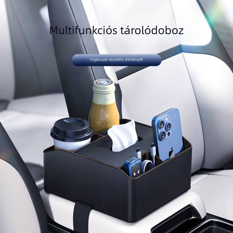 Autókarfához tartozó tároló doboz – bőr, középső konzol, univerzális kompatibilitás, testreszabható, Cabron márka