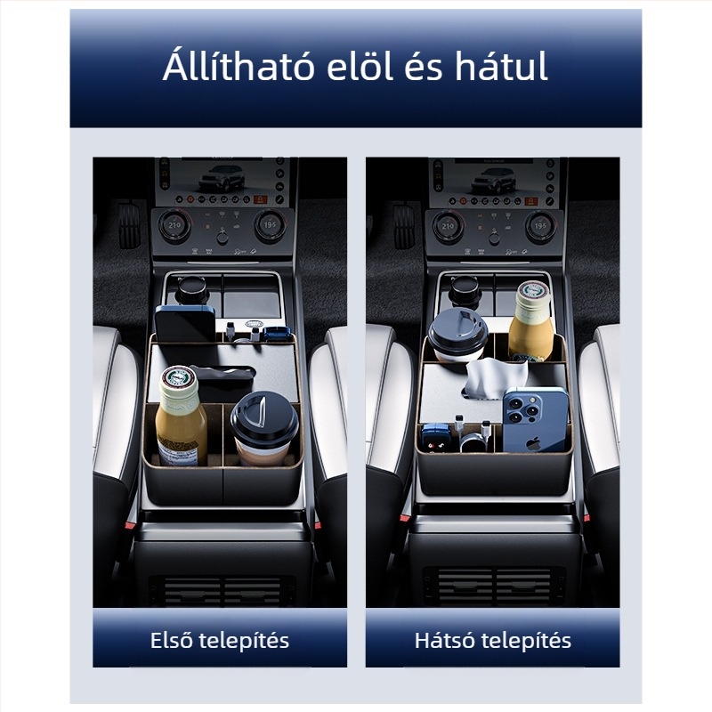 Autókarfához tartozó tároló doboz – bőr, középső konzol, univerzális kompatibilitás, testreszabható, Cabron márka