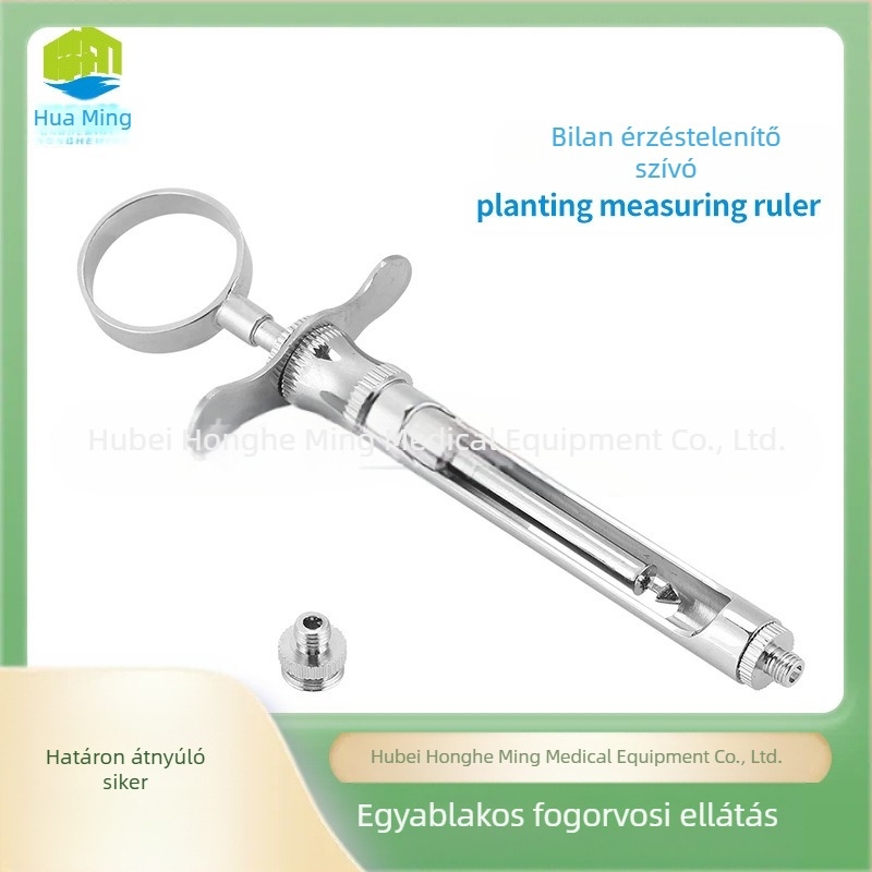 Fogászati rozsdamentes acél fecskendő, fej egyenes kampóval (Anyag: Rozsdamentes acél; Típus: Szájápolási készlet; Újrahasználható: Igen; Keménység: Kemény)