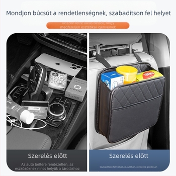 Hátsó ülés tároló táska – bőr, nagy kapacitás, függő rögzítés, logónyomtatás, testreszabható