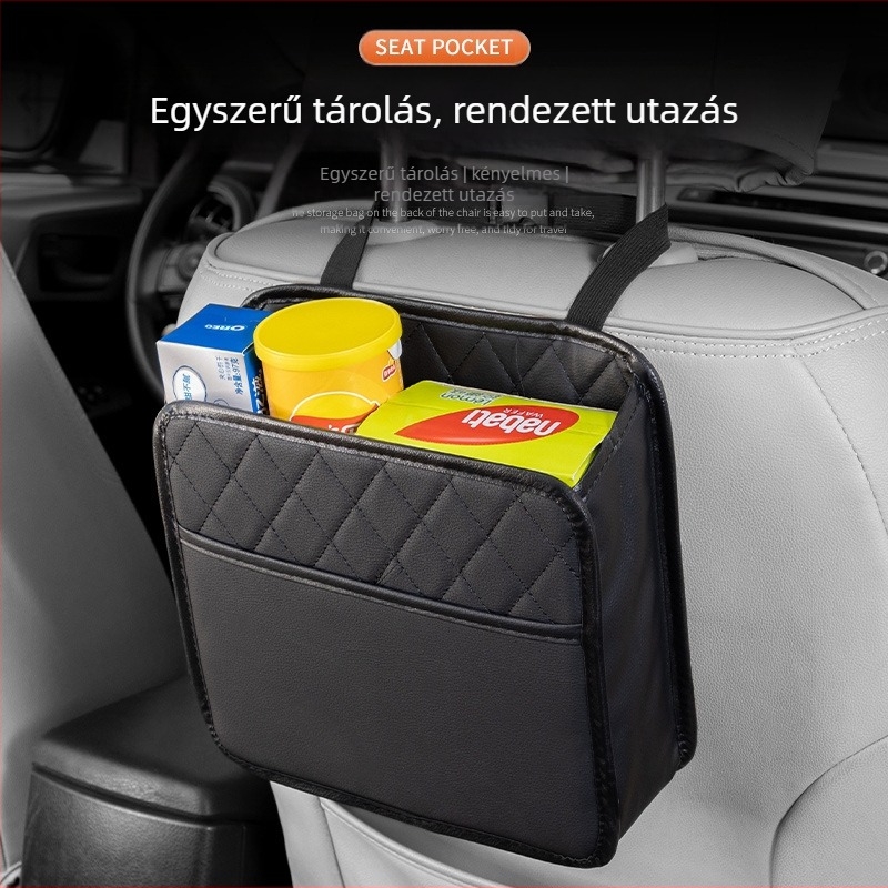 Hátsó ülés tároló táska – bőr, nagy kapacitás, függő rögzítés, logónyomtatás, testreszabható