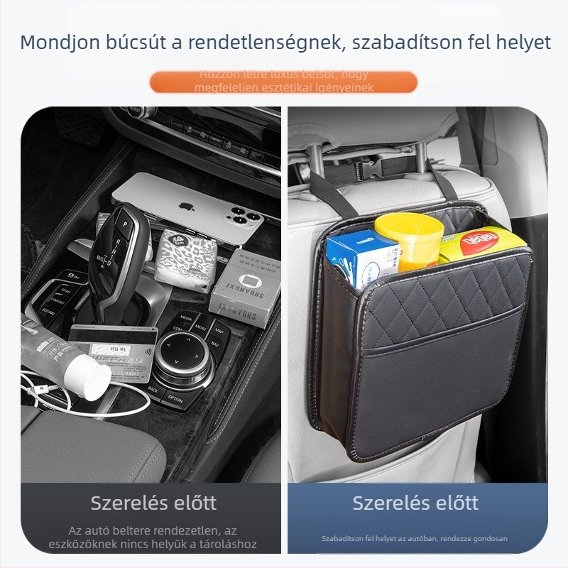 Hátsó ülés tároló táska – bőr, nagy kapacitás, függő rögzítés, logónyomtatás, testreszabható