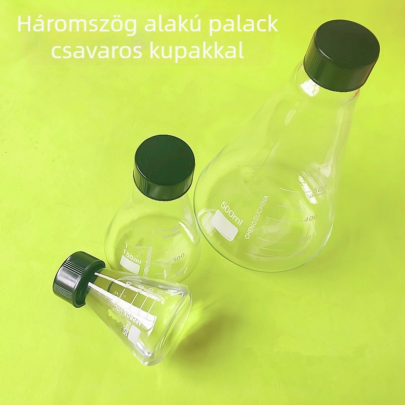 Háromszögletű üvegkónikus kolba fedővel és csavaros nyakkal, Elite Experiment