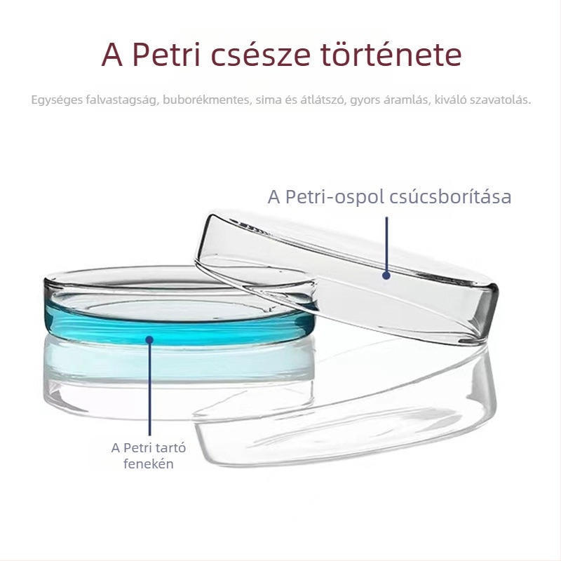 Magas boroszilikát üvegből készült Petri csészék sejt- és bakteriális kultúrához — laboratóriumi oktatási eszköz, Kangda márka