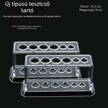 6-lyukas műanyag kísérleti csőállvány, átlátszó, modell 007