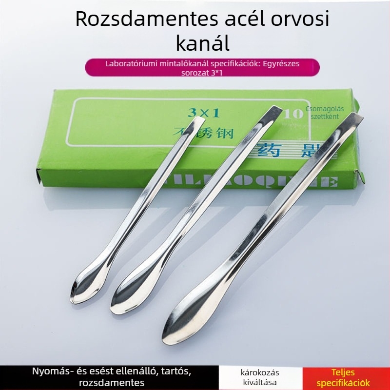 Rozsdamentes acél laboratóriumi kanálok, háromdarabos készlet, mikro kanalak, 10 készlet dobozban
